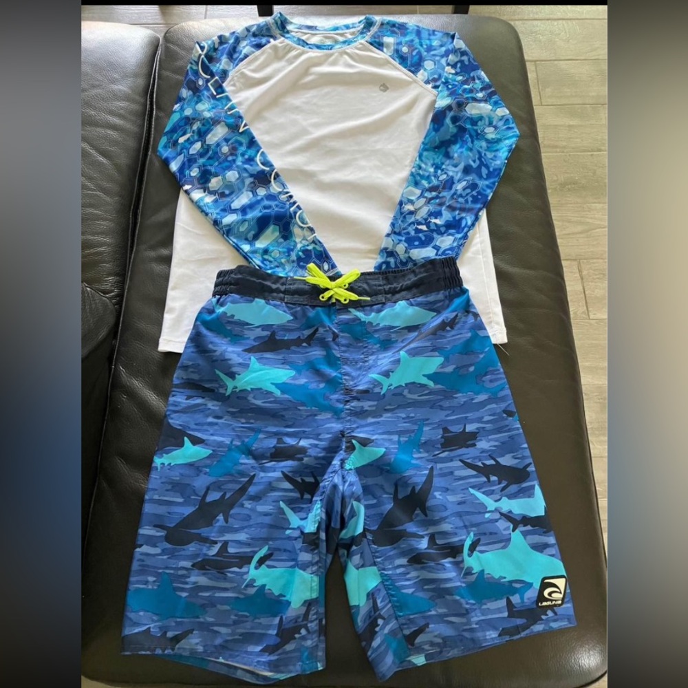 Boy’s Swim Trunk and Rash Guard Set Size 14/16